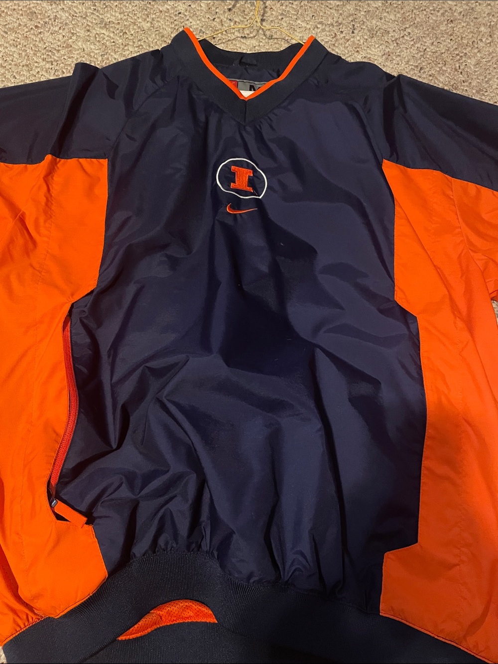 Illinois Nike Navy and Orange Pullover Windbreaker with Embroidered Logo Medium